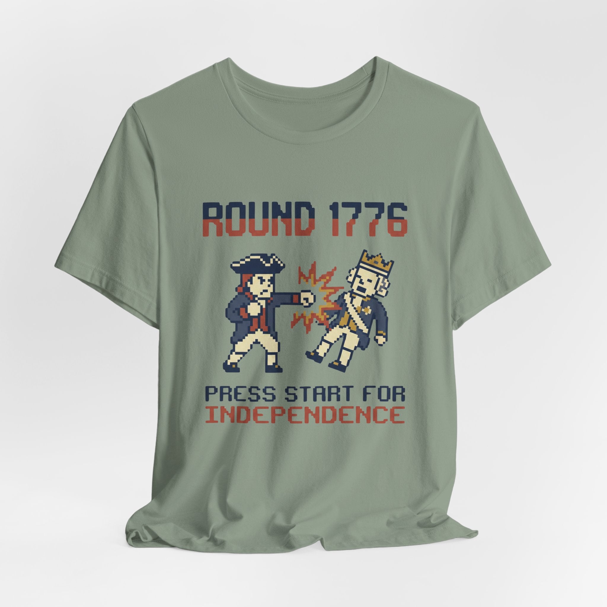 8-Bit Round 1776 Press Start For Independence Punch T-Shirt