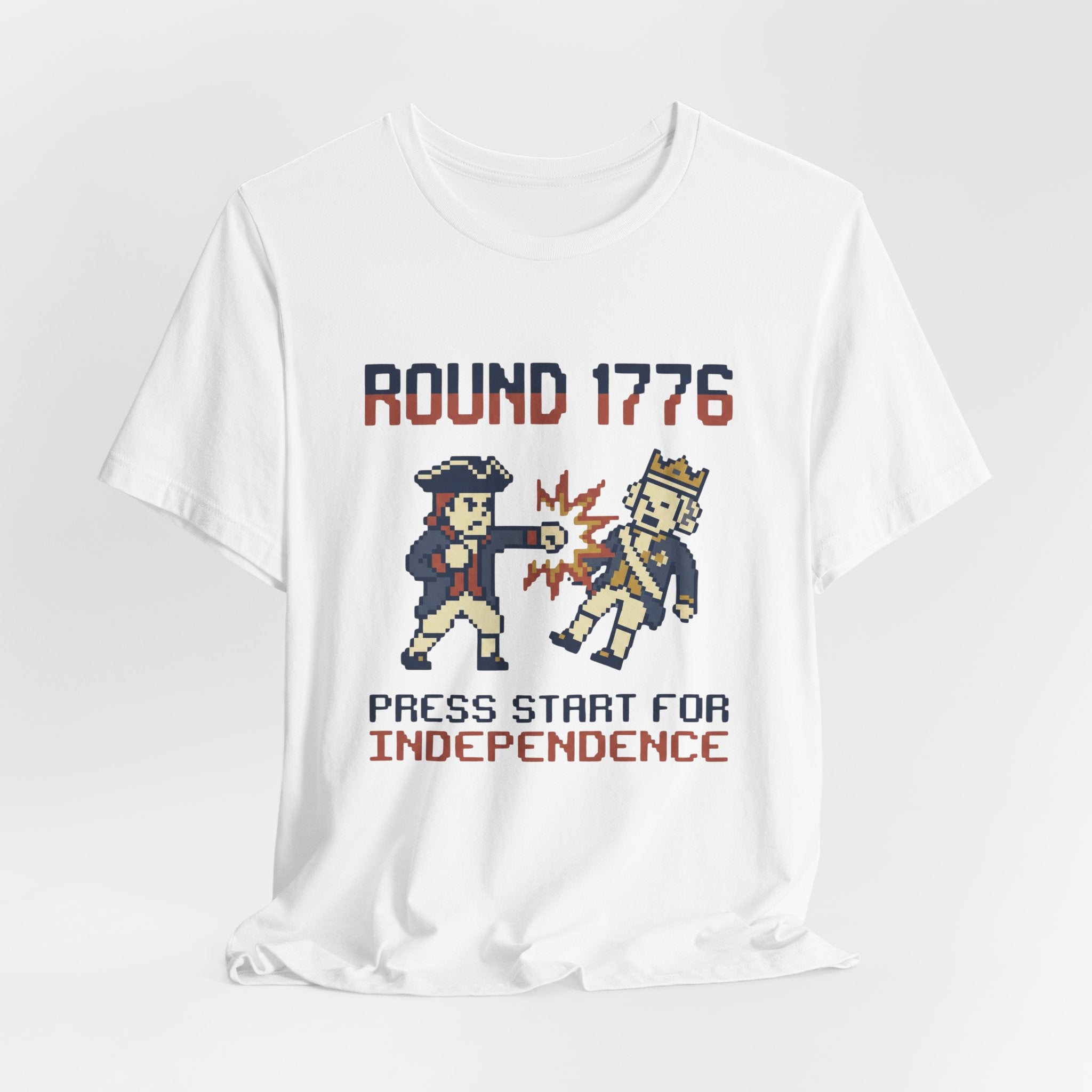 8-Bit Round 1776 Press Start For Independence Punch T-Shirt