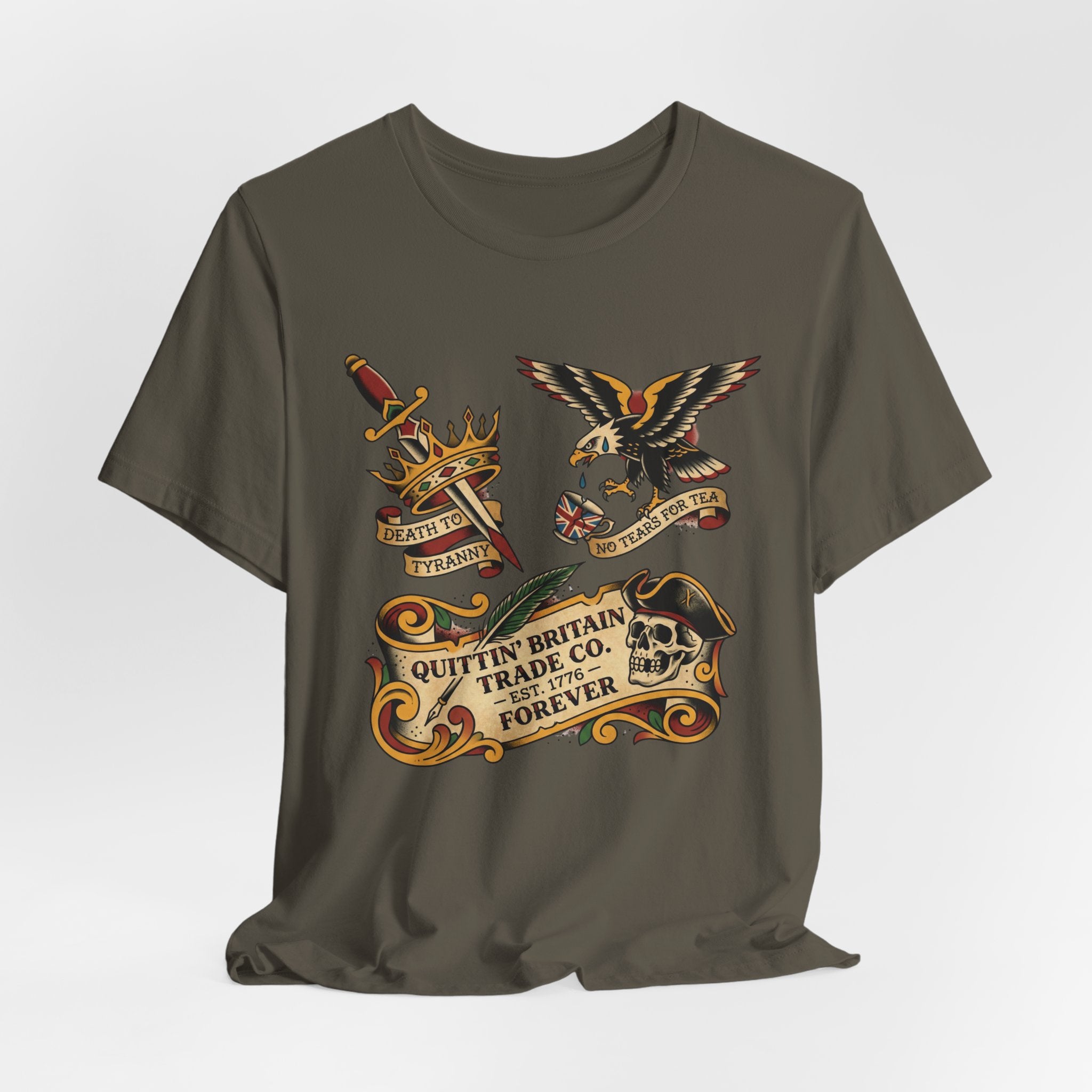 American Traditional Tattoo Quittin' Britain Forever 1776  T-Shirt