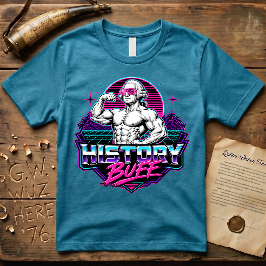History Buff 1980's George Washington Flexing T-Shirt