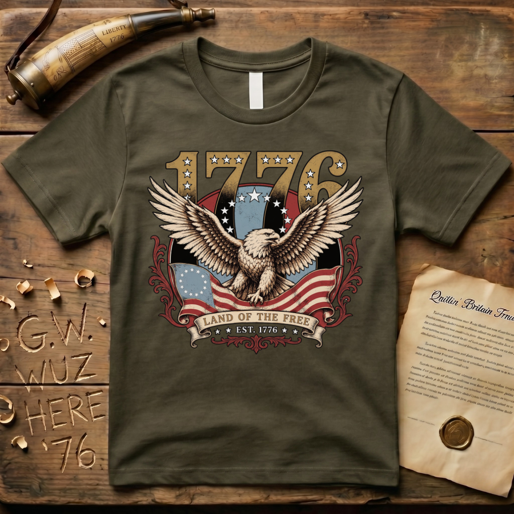 Majestic American Eagle - Land of the Free 1776 Dark T-Shirt