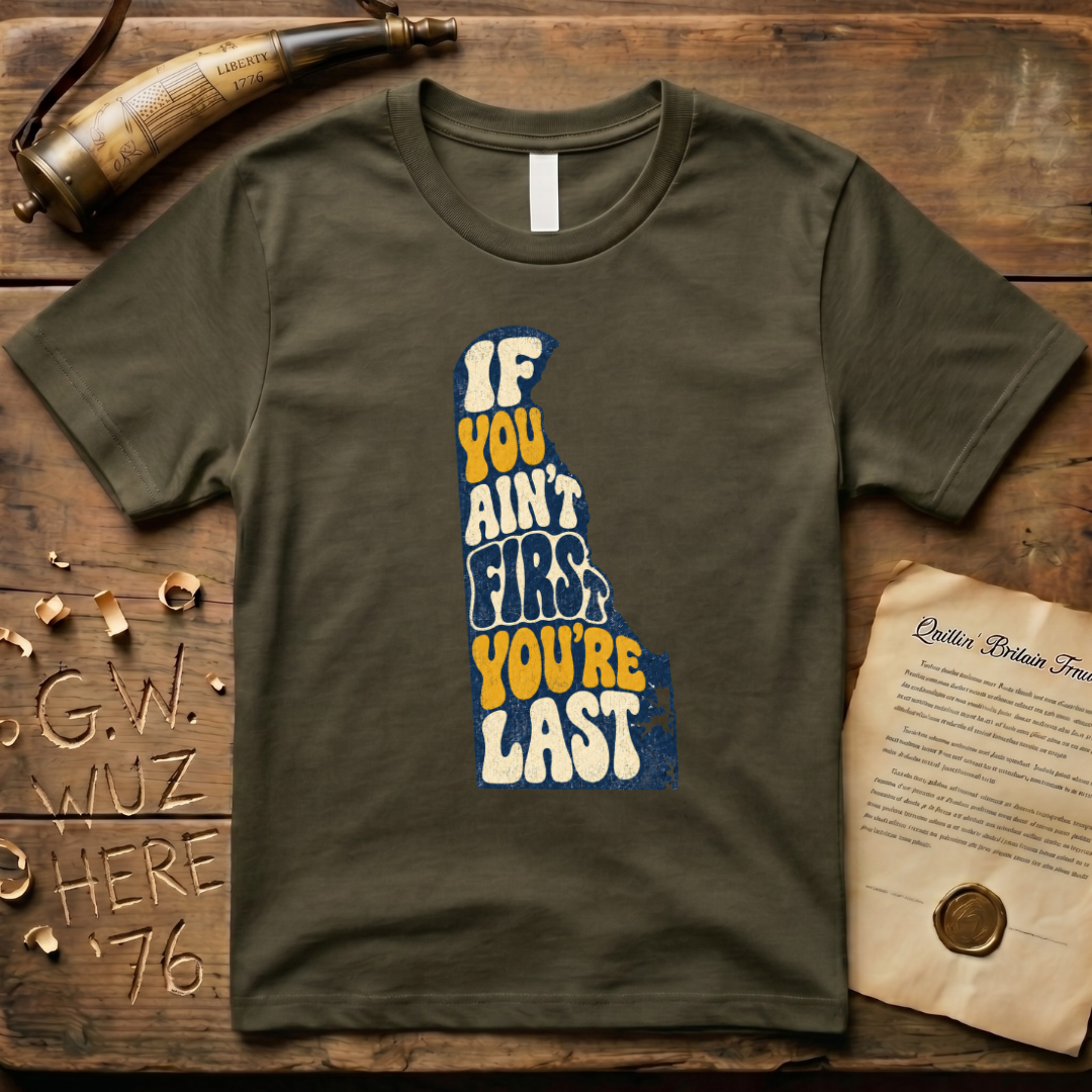 Retro 1970's Style Delaware The First State "If You Ain't First You're Last" T-Shirt