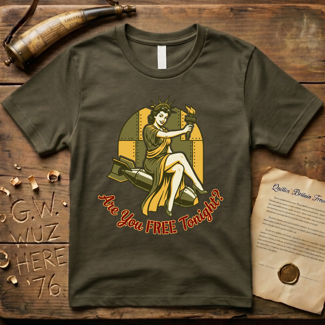 Lady Liberty Are You FREE Tonight Bomber Design T-Shirt