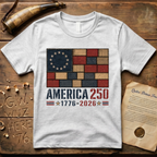 Printed Patchwork America 250 1776-2026 Betsy Ross Dark Flag T-Shirt