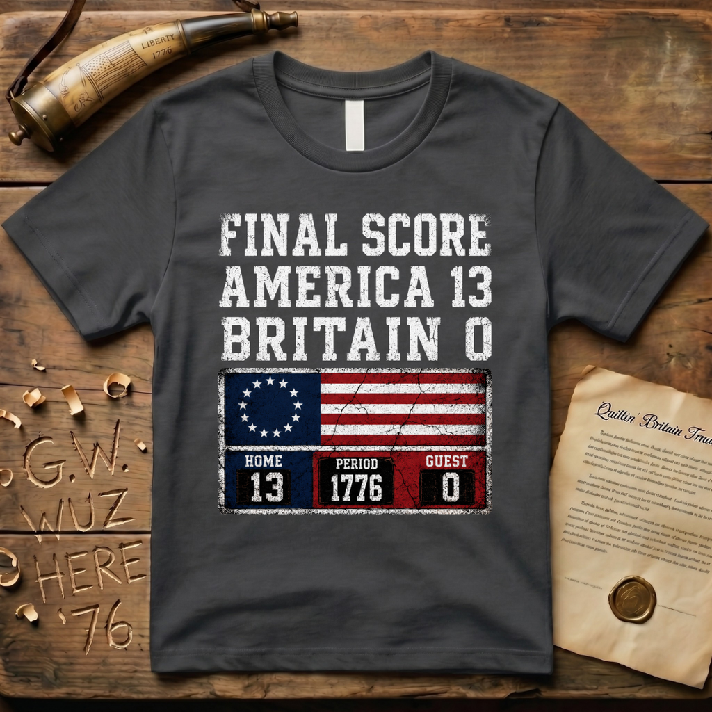 Final Score America 13 Britain 0 Period 1776 Scoreboard T-Shirt