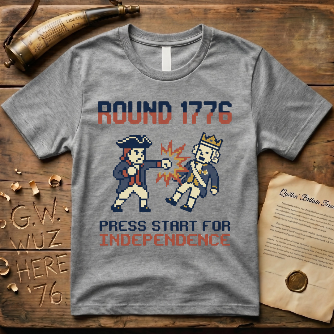 8-Bit Round 1776 Press Start For Independence Punch T-Shirt