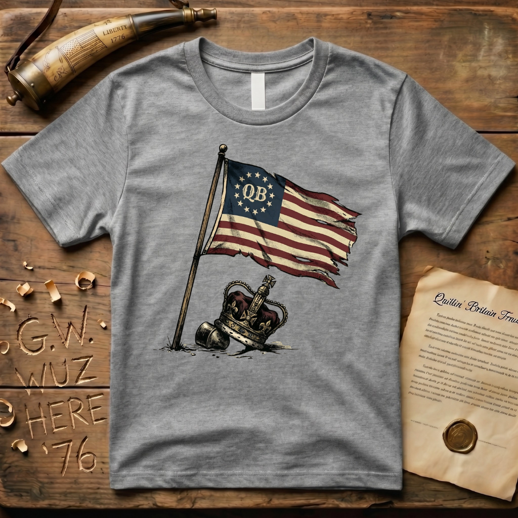 Quittin' Britain Trade Co. QB Flag Over Crown Design T-Shirt