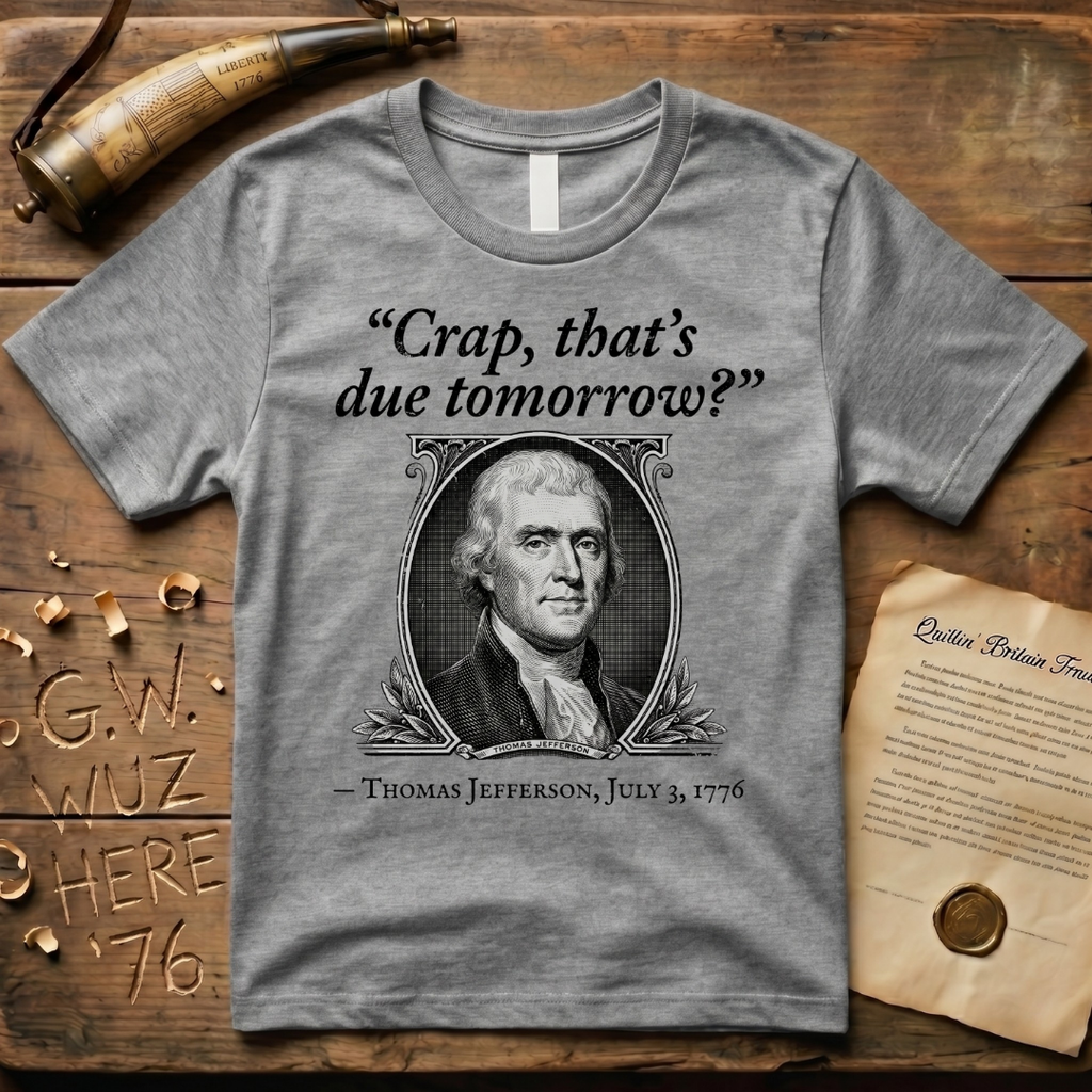 "Crap That's Due Tomorrow?" Thomas Jefferson July 3rd, 1776 T-Shirt