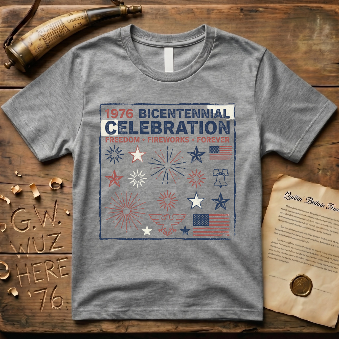 Retro 1976 Bicentennial Celebration Freedom, Fireworks, Forever T-Shirt
