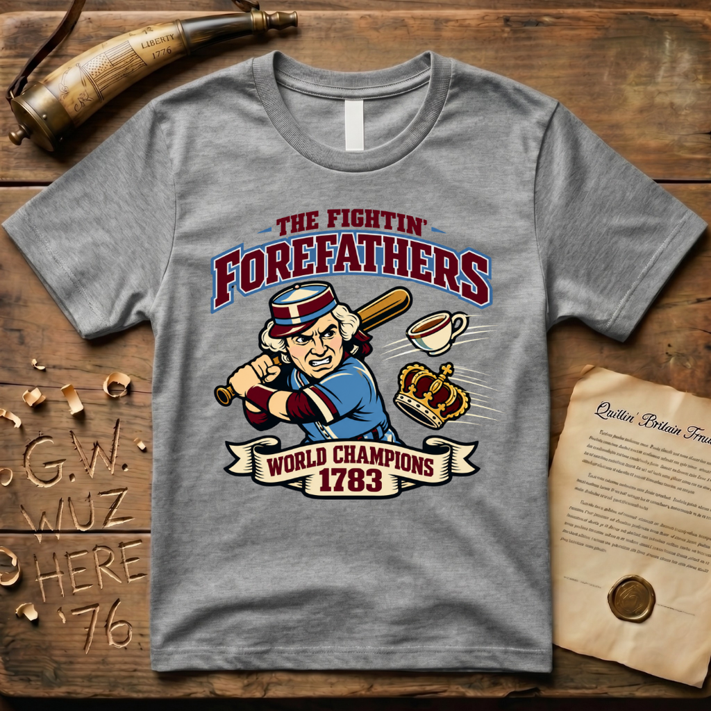 The Fightin' Forefathers World Champions 1783 Baseball Retro Batter T-Shirt