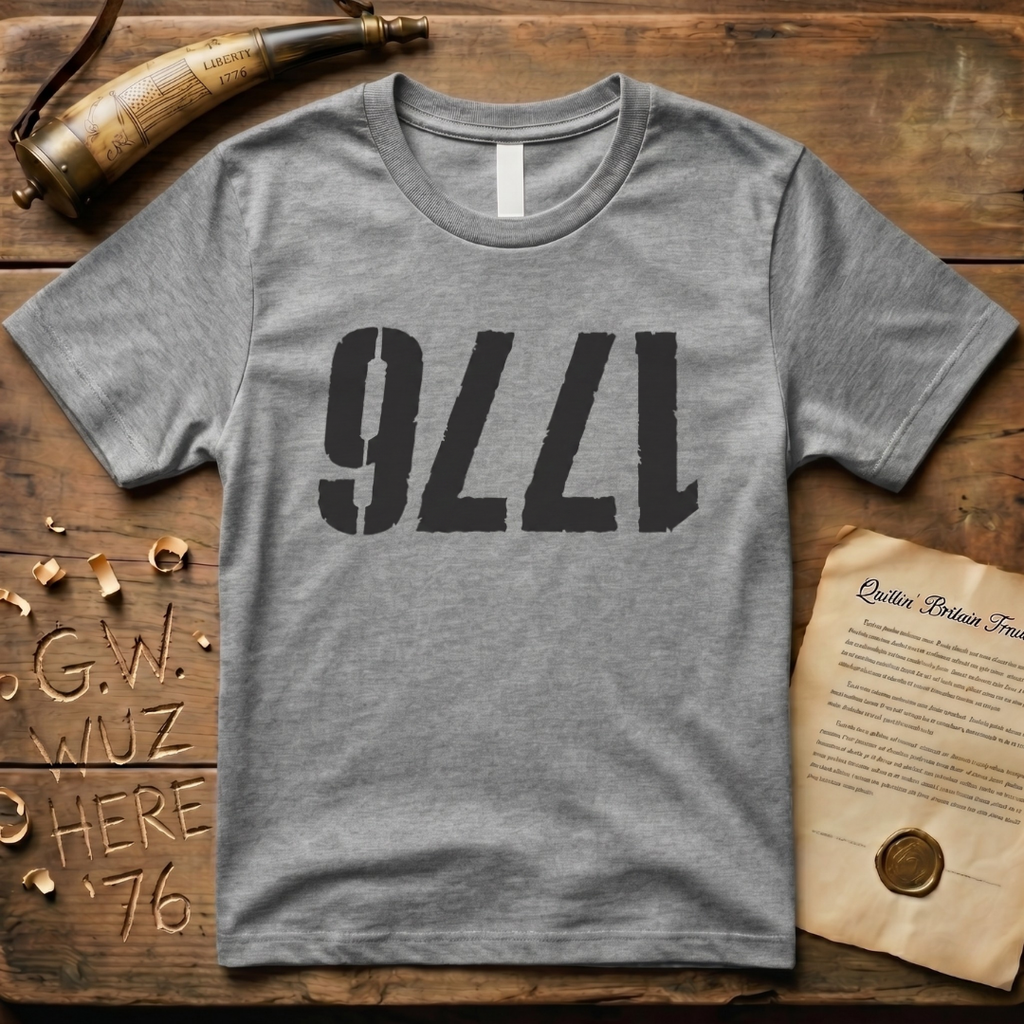 Upside Down 1776 Grunge-Style Light T-Shirt