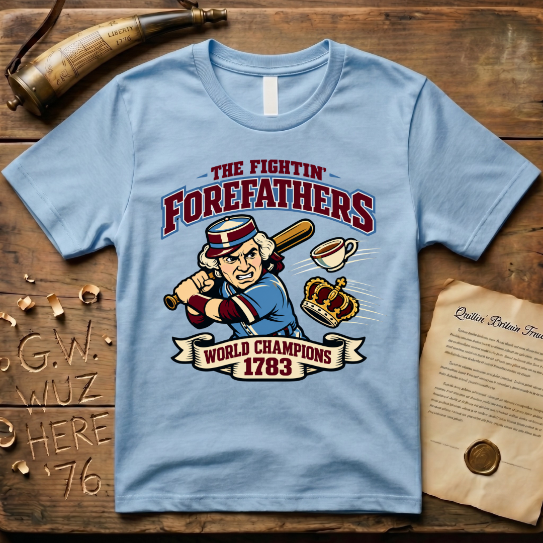 The Fightin' Forefathers World Champions 1783 Baseball Retro Batter T-Shirt