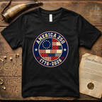 Printed Patchwork Badge America 250 1776-2026 Betsy Ross Flag T-Shirt