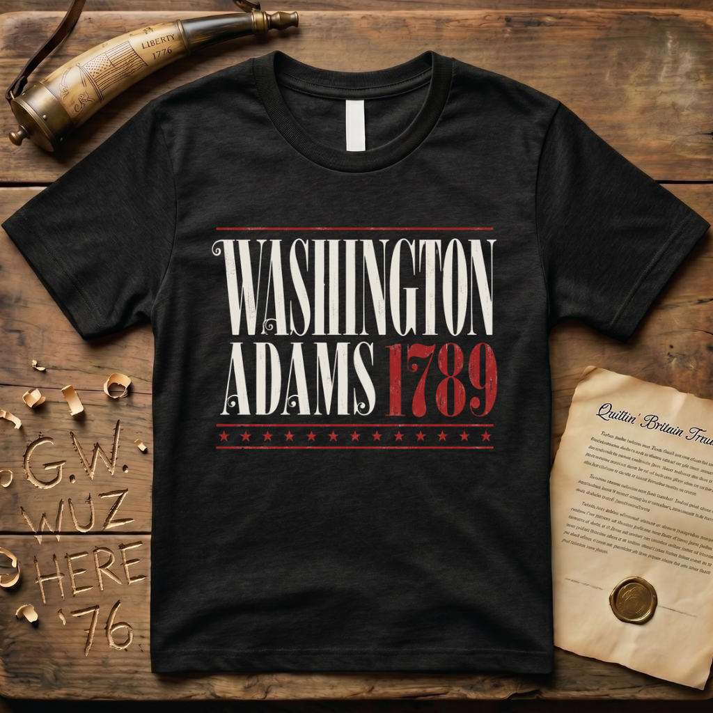 Washington - Adams 1789 Vintage Americana Presidential Campaign Dark T-Shirt