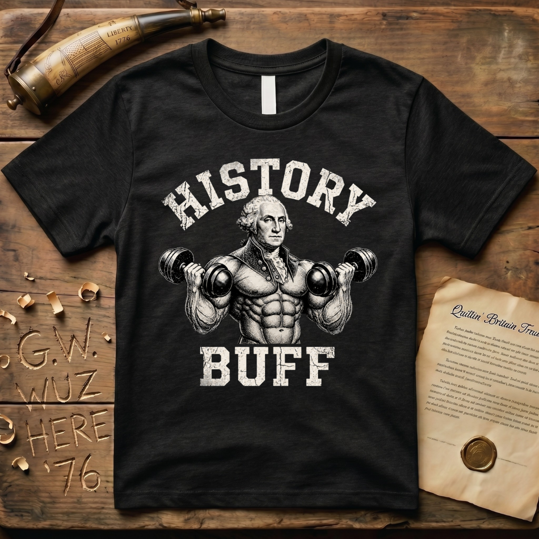 History Buff George Washington Huge Dark Design T-Shirt
