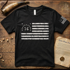 Distressed Historic Bennington Flag Chest & Sleeve Dark T-Shirt