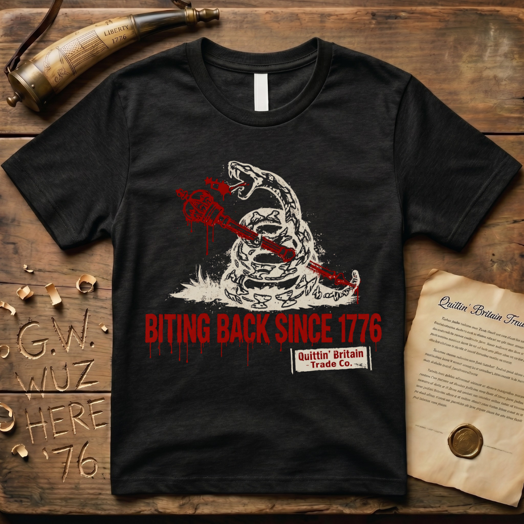 Biting Back Since 1776 Timber Rattlesnake Dark Design T-Shirt
