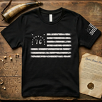 Distressed Historic Bennington Flag Chest & Sleeve Dark T-Shirt