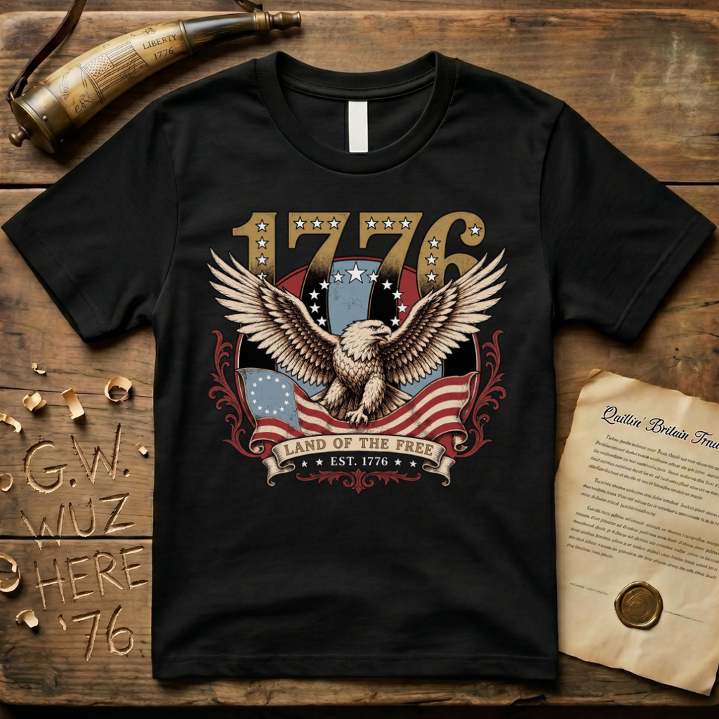 Majestic American Eagle - Land of the Free 1776 Dark T-Shirt