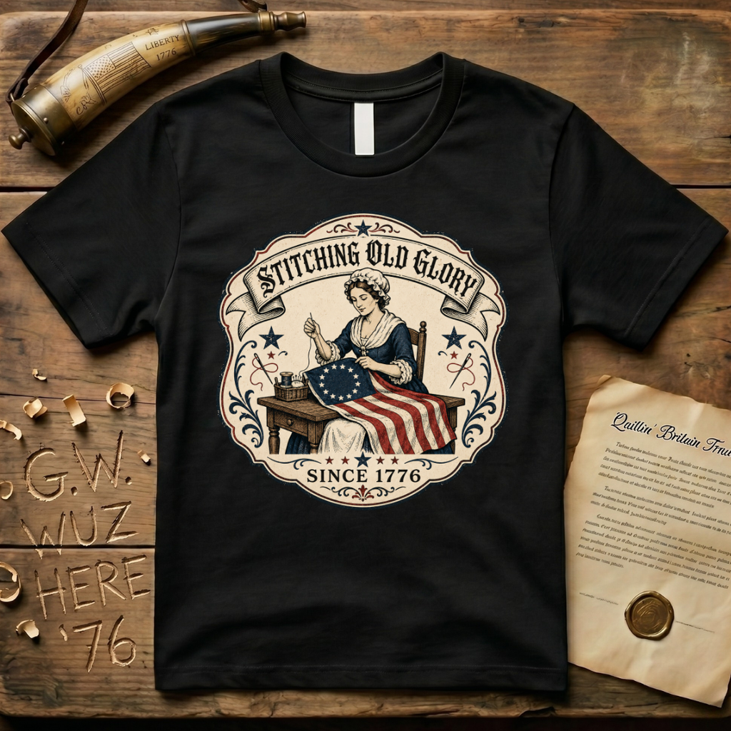 Stitching Old Glory Betsy Ross Sewing 1776 Flag T-Shirt