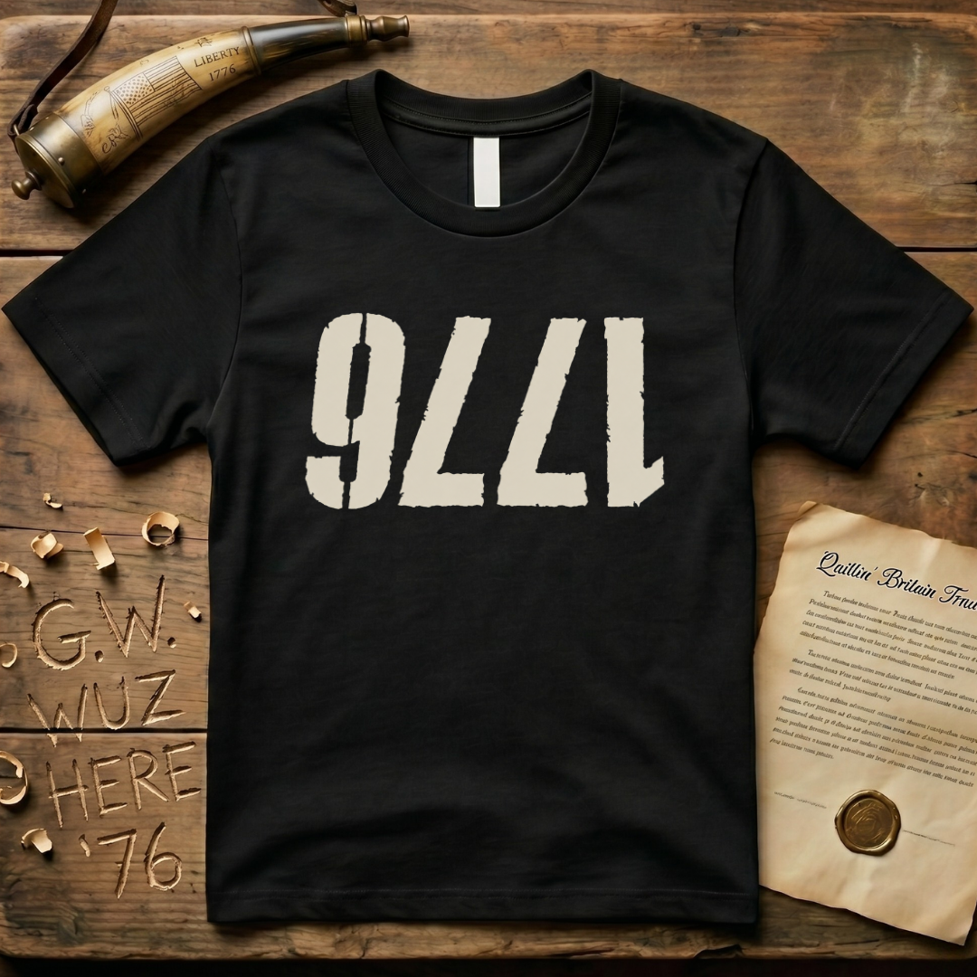 Upside Down 1776 Grunge-Style Dark T-Shirt