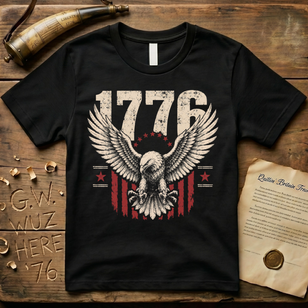 1776 Flying American Eagle Patriotic Flag Dark T-Shirt
