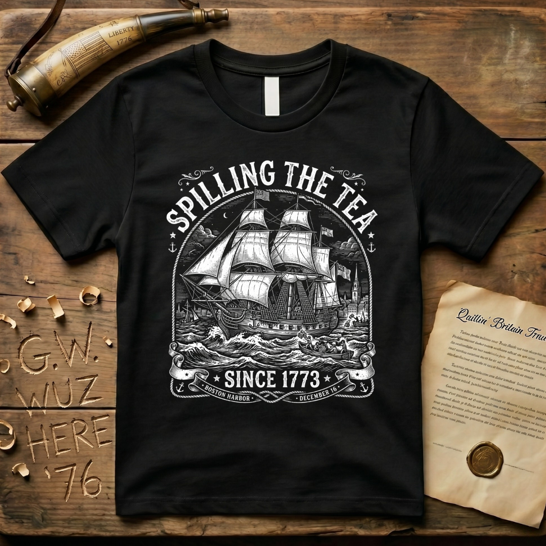 Spilling The Tea Since 1773 Vintage Colonial Engraving Style T-Shirt