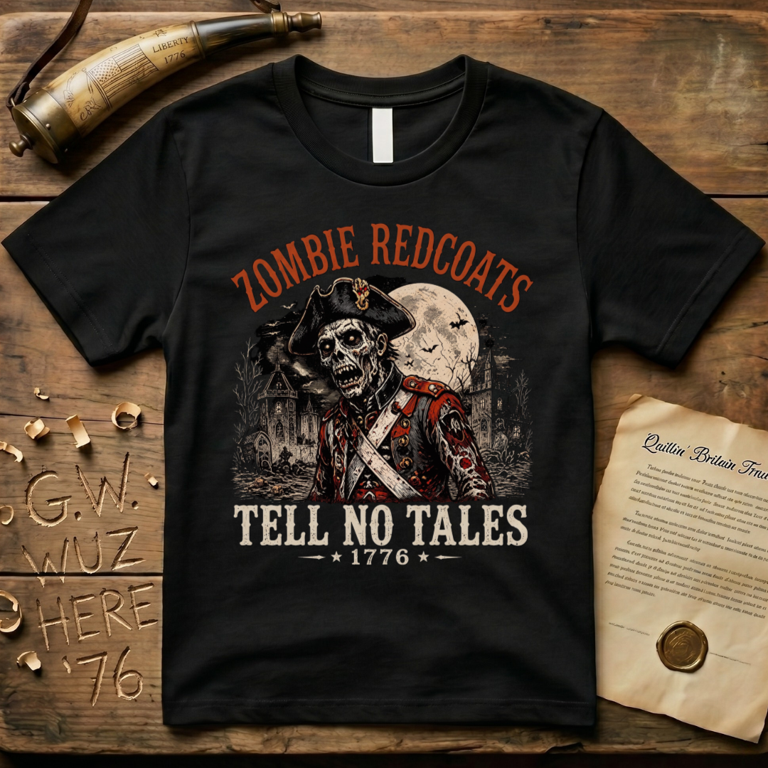 Zombie Redcoats Tell No Tales Halloween 1776 Dark T-Shirt