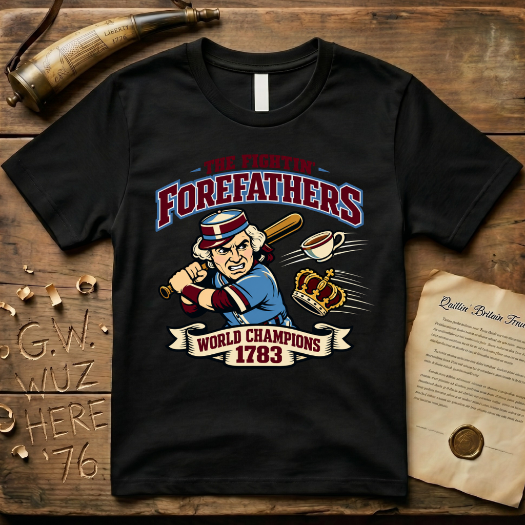 The Fightin' Forefathers World Champions 1783 Baseball Retro Batter T-Shirt