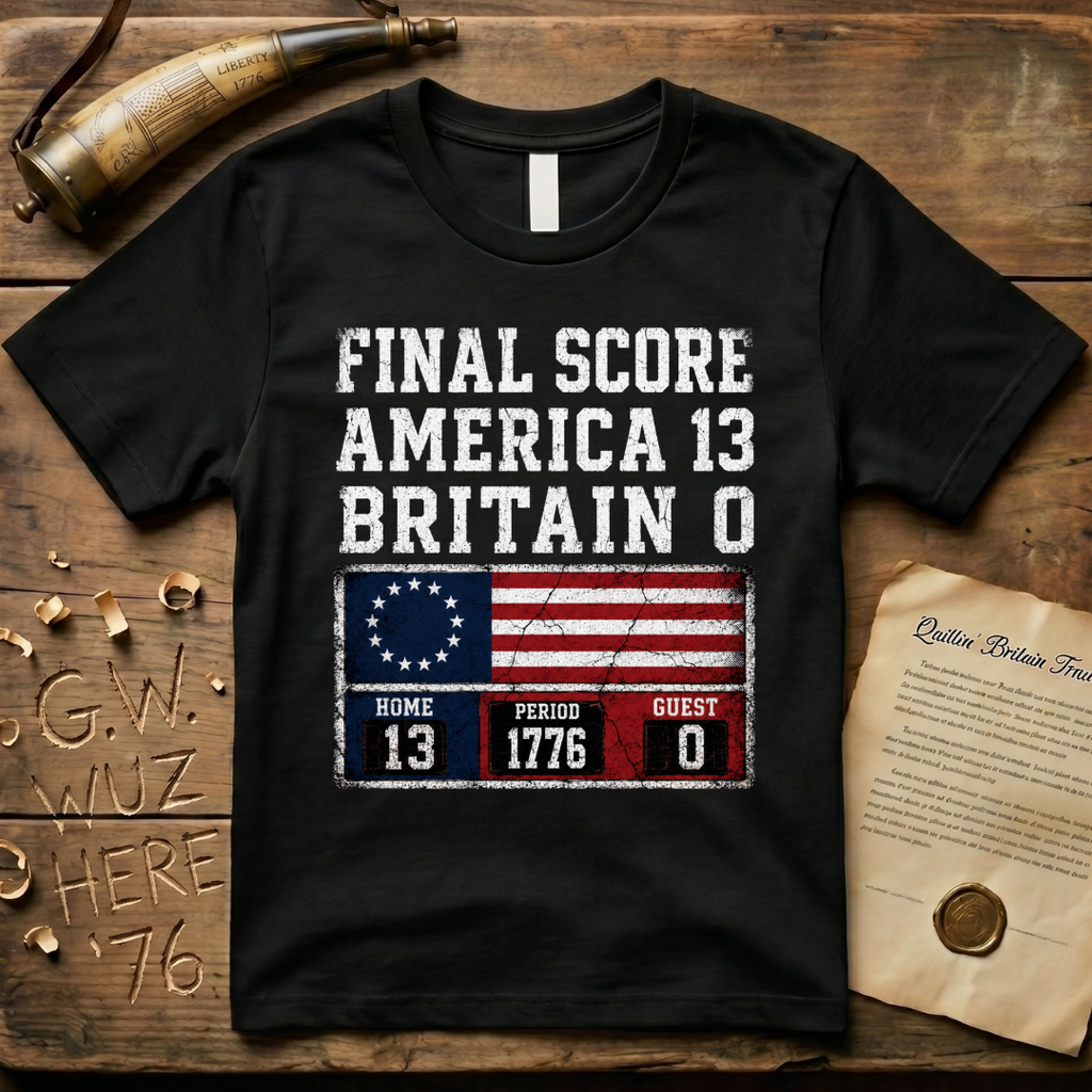 Final Score America 13 Britain 0 Period 1776 Scoreboard T-Shirt