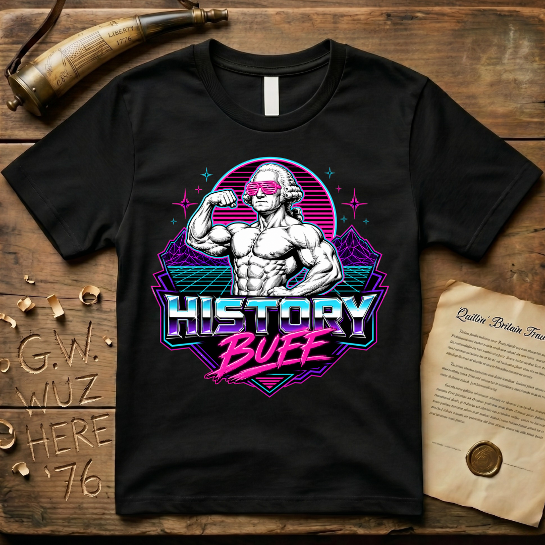 History Buff 1980's George Washington Flexing T-Shirt