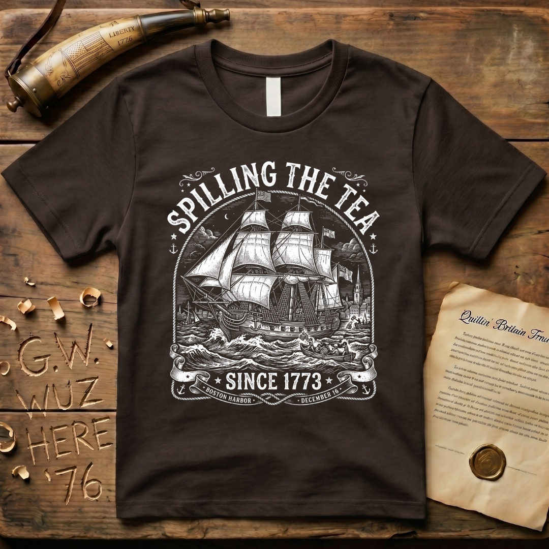 Spilling The Tea Since 1773 Vintage Colonial Engraving Style T-Shirt