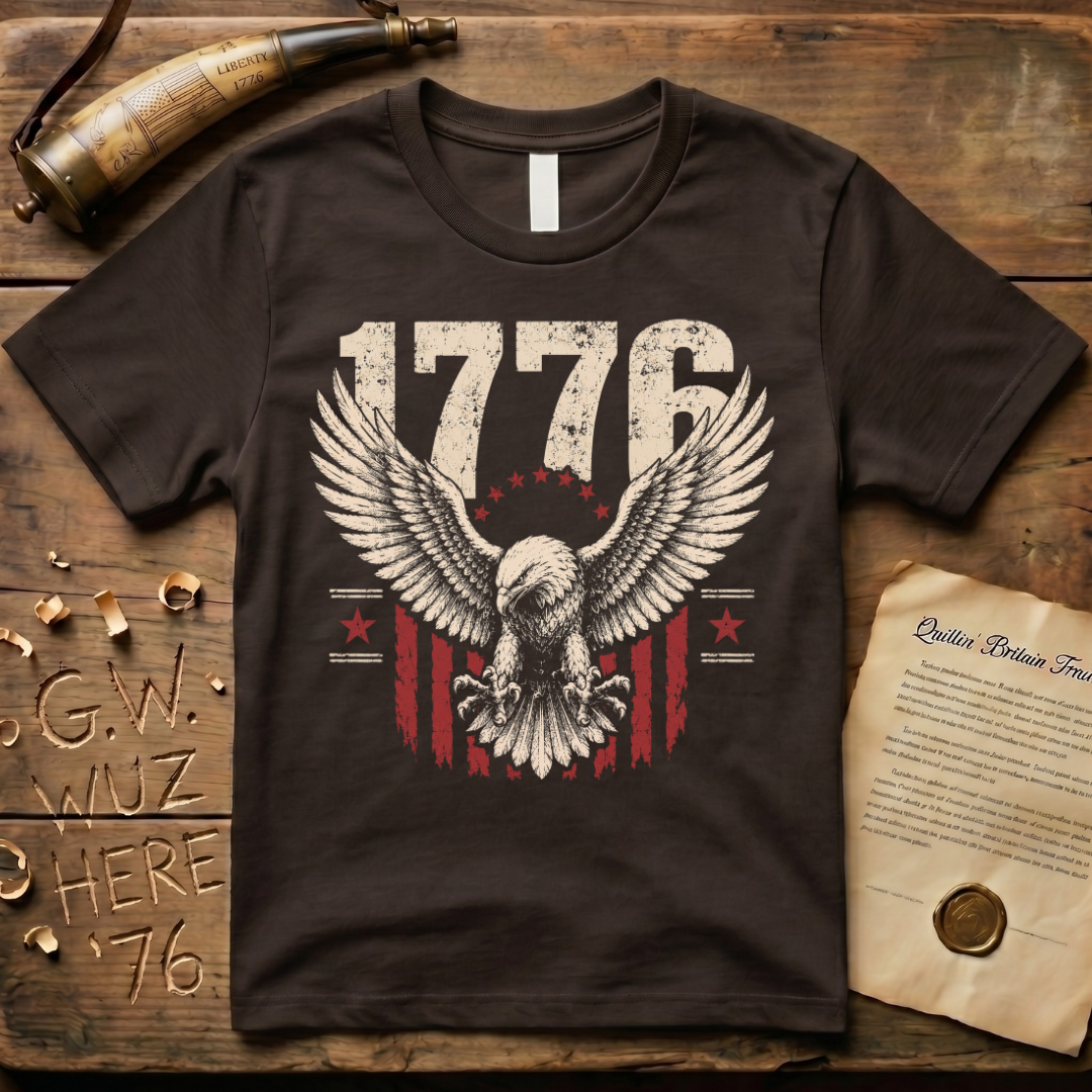 1776 Flying American Eagle Patriotic Flag Dark T-Shirt