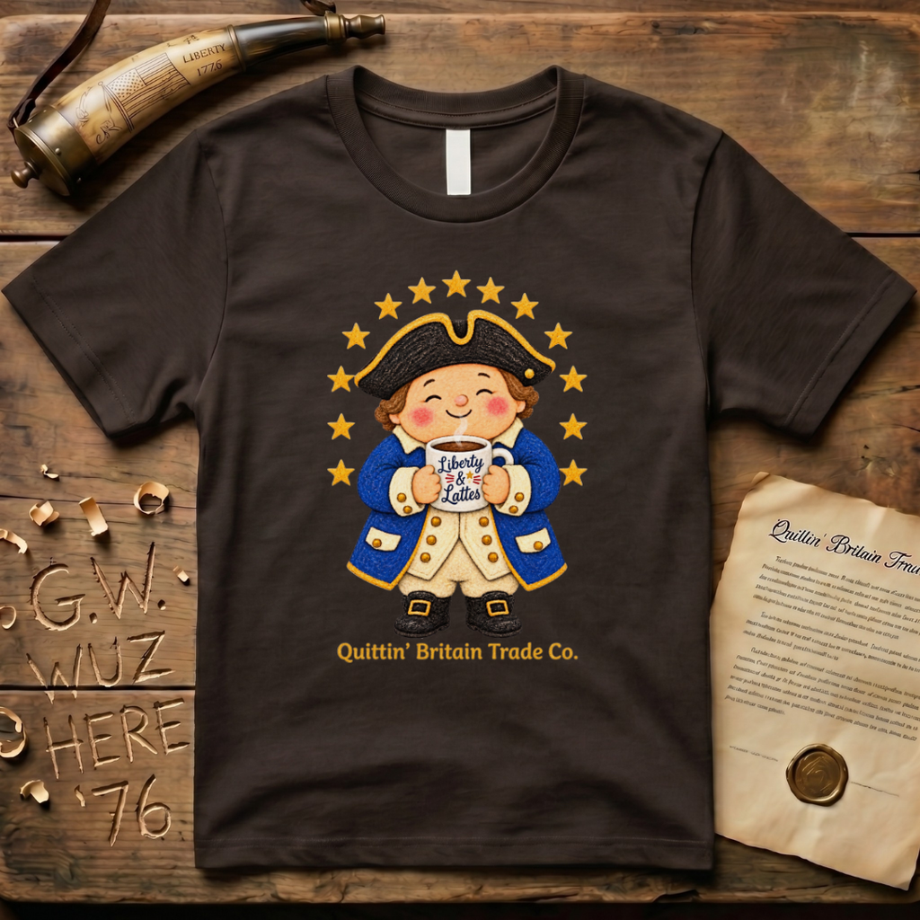 Liberty & Lattes Printed Patchwork Cute Patriot Coffee T-Shirt