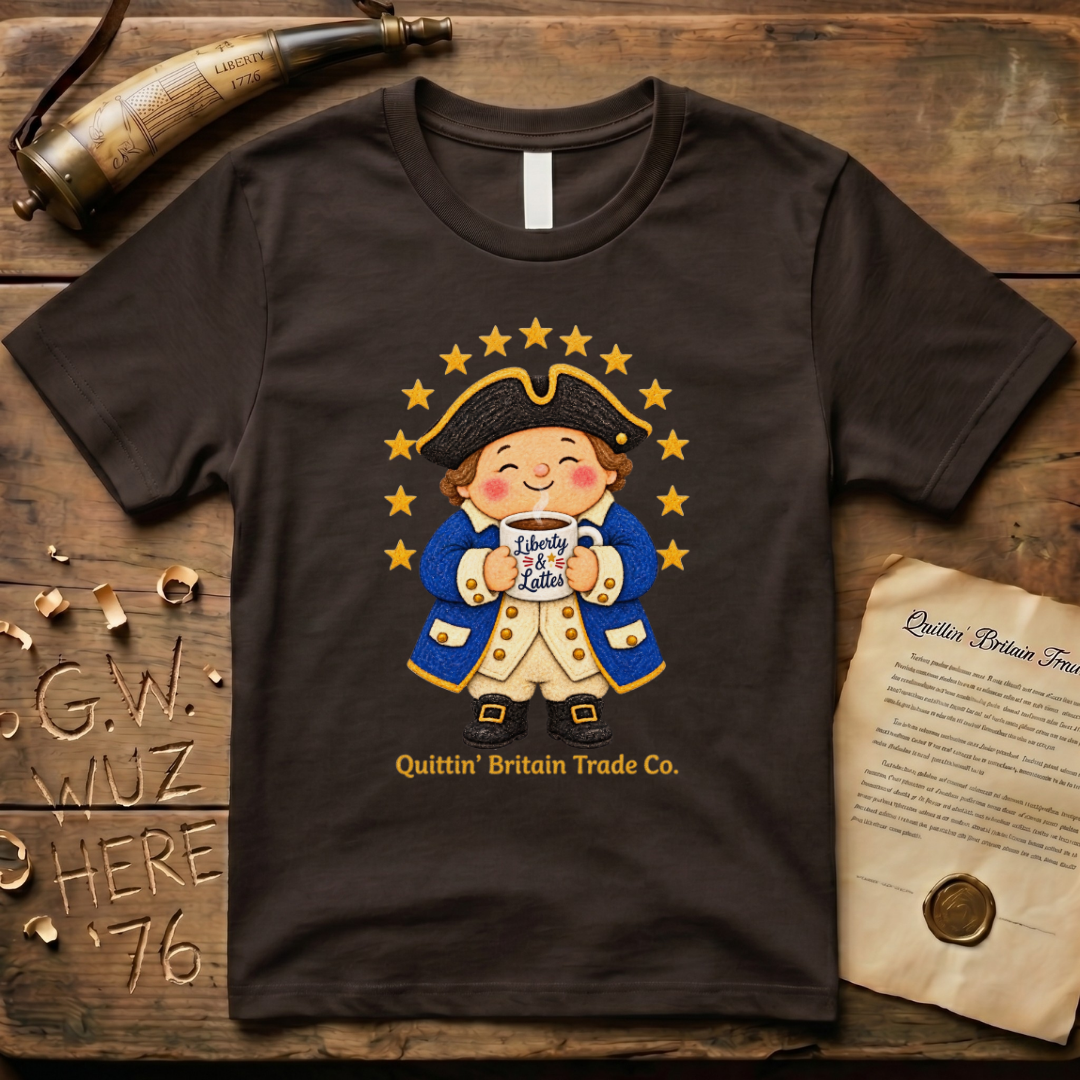 Liberty & Lattes Printed Patchwork Cute Patriot Coffee T-Shirt