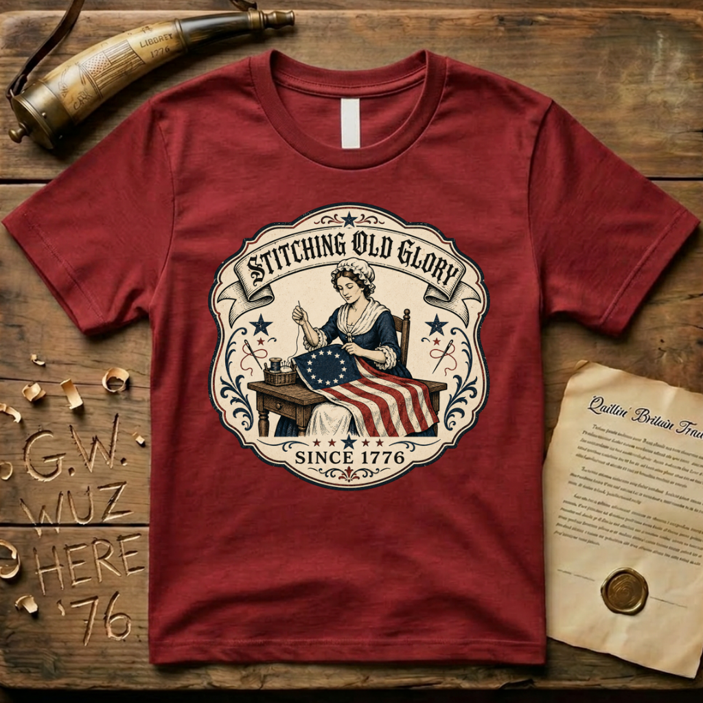 Stitching Old Glory Betsy Ross Sewing 1776 Flag T-Shirt