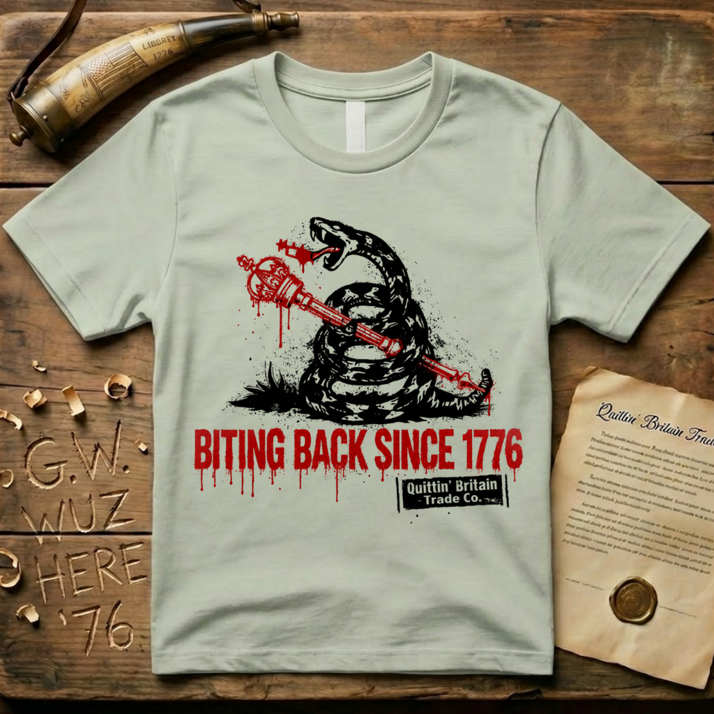 Quittin' Britain Trade Co. Biting Back Since 1776 Timber Rattlesnake T-Shirt