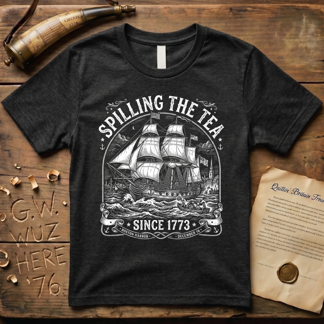Spilling The Tea Since 1773 Vintage Colonial Engraving Style T-Shirt
