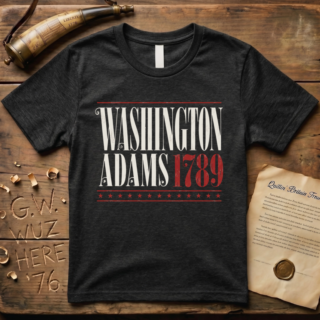 Washington - Adams 1789 Vintage Americana Presidential Campaign Dark T-Shirt