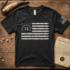 Distressed Historic Bennington Flag Chest & Sleeve Dark T-Shirt