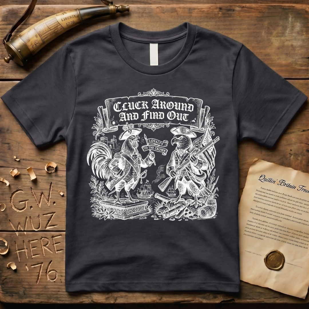 Cluck Around and Find Out Woodcut Dark-Style T-Shirt