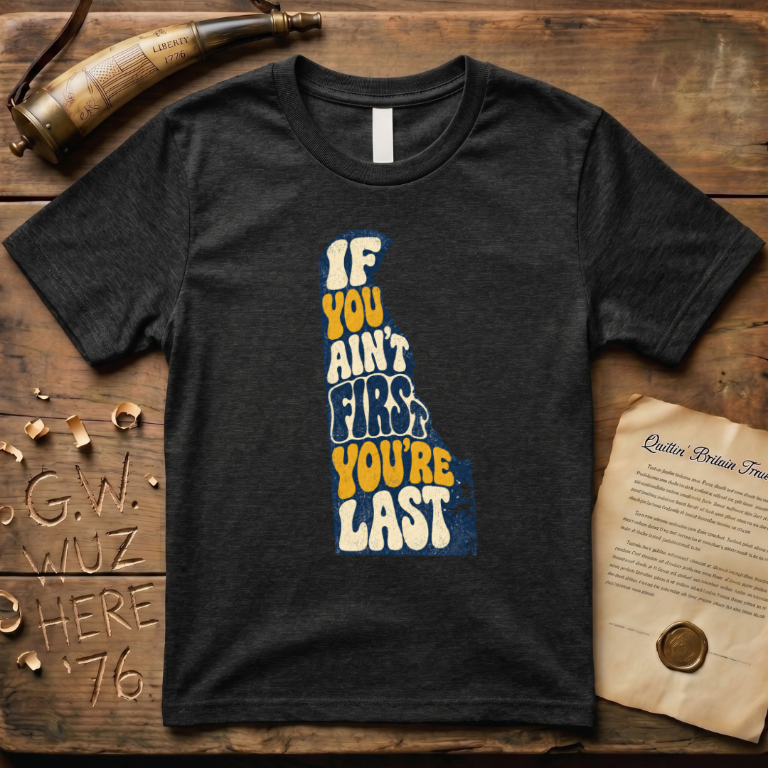 Retro 1970's Style Delaware The First State "If You Ain't First You're Last" T-Shirt