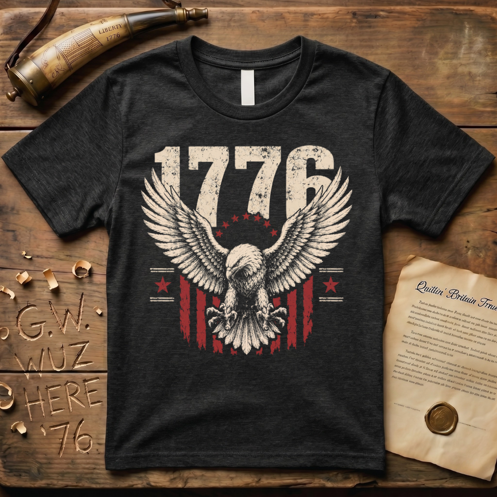 1776 Flying American Eagle Patriotic Flag Dark T-Shirt