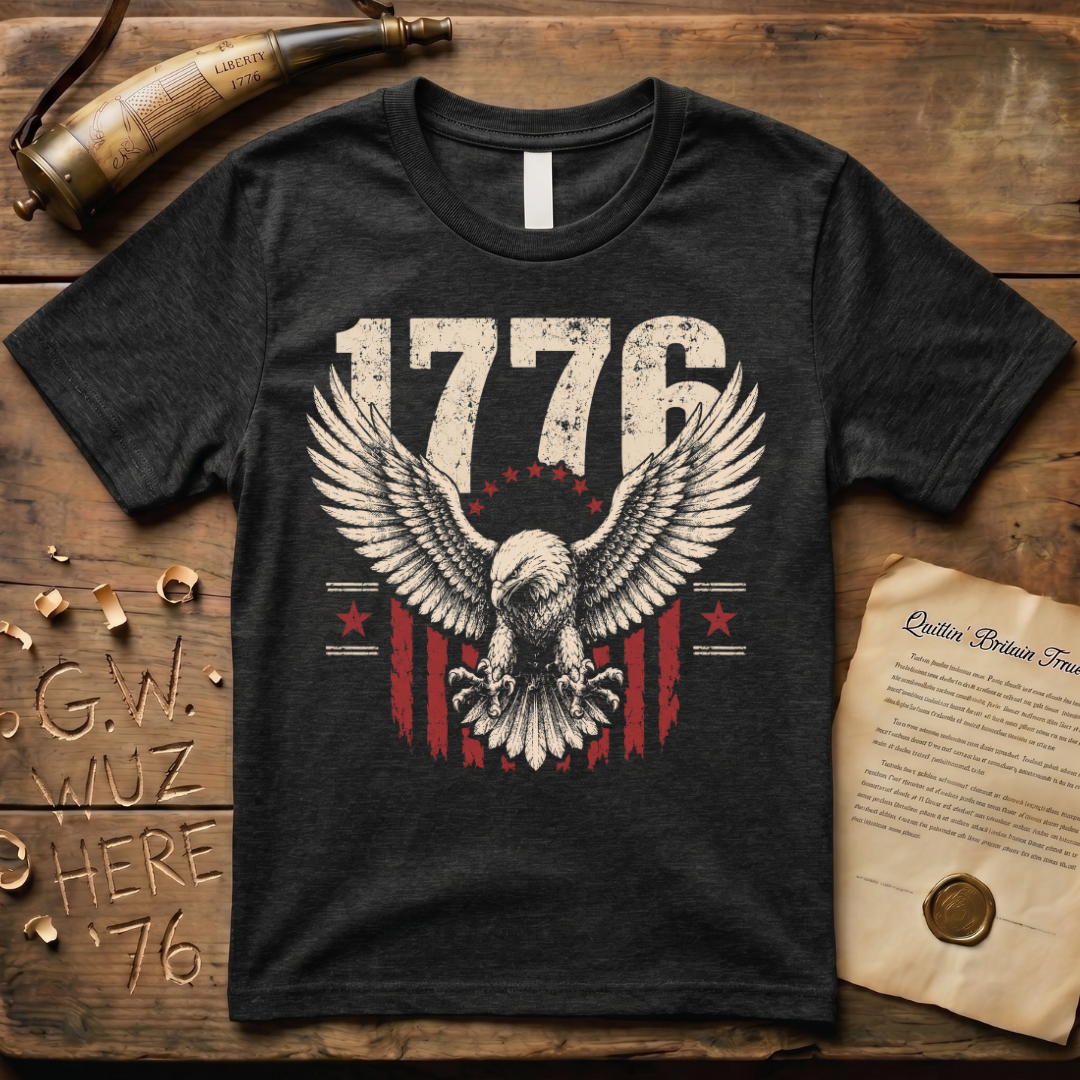 1776 Flying American Eagle Patriotic Flag Dark T-Shirt