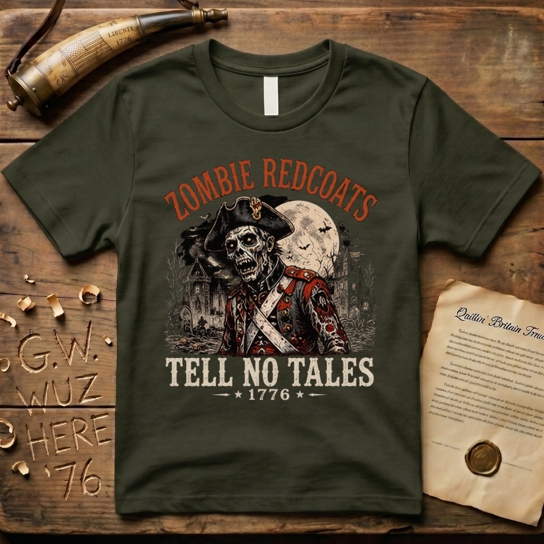 Zombie Redcoats Tell No Tales Halloween 1776 Dark T-Shirt