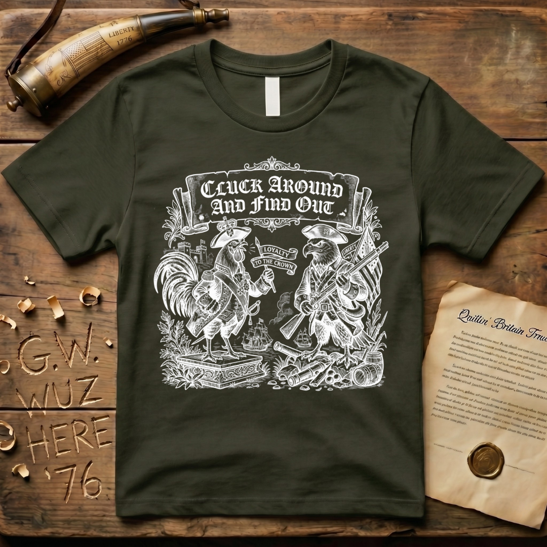 Cluck Around and Find Out Woodcut Dark-Style T-Shirt