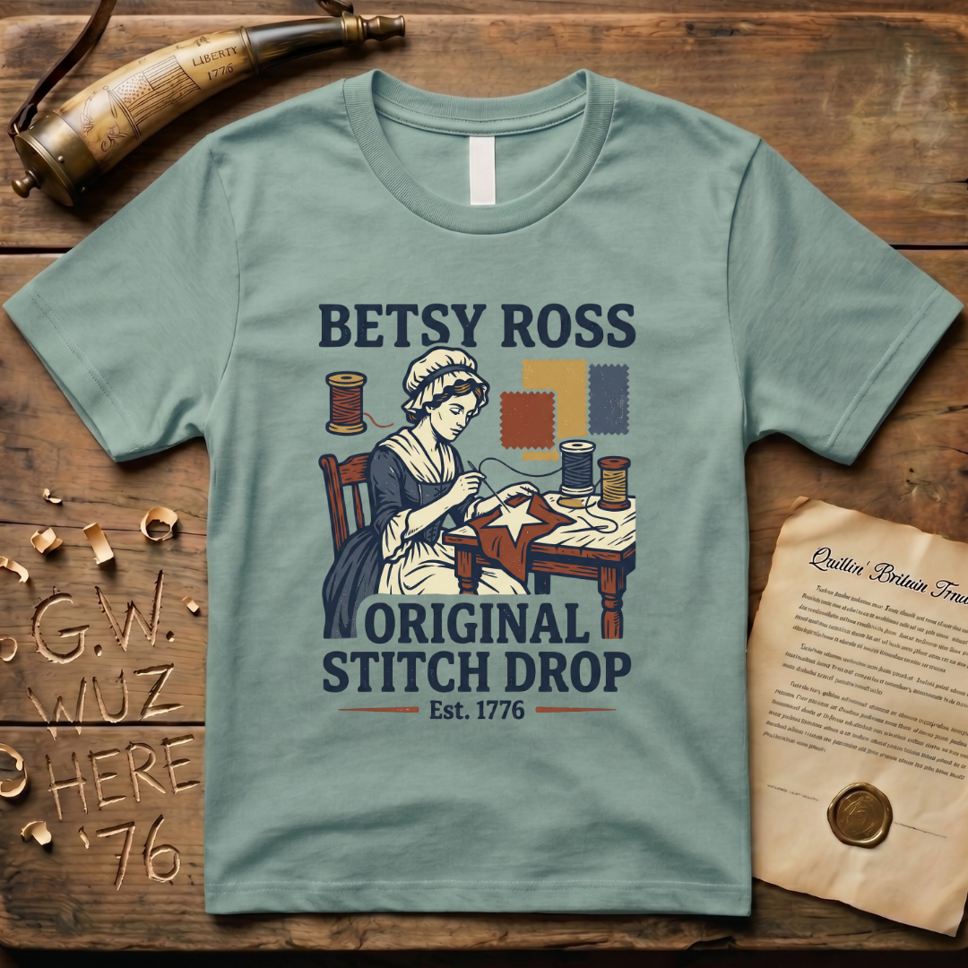 Betsy Ross The Original Stitch Drop American Flag 1776 T-Shirt