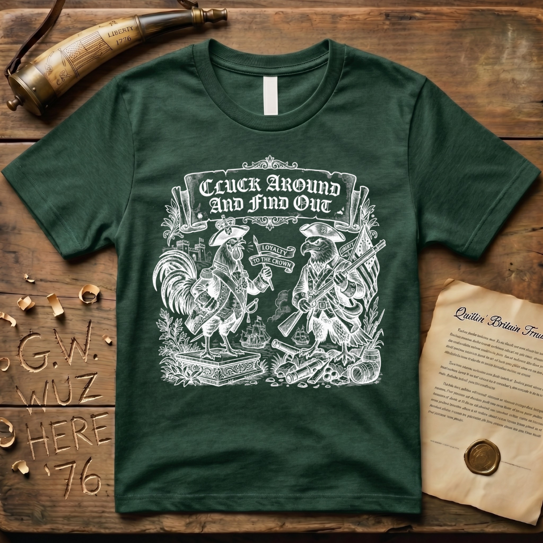 Cluck Around and Find Out Woodcut Dark-Style T-Shirt