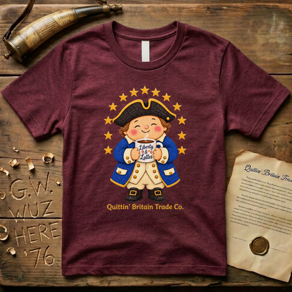 Liberty & Lattes Printed Patchwork Cute Patriot Coffee T-Shirt