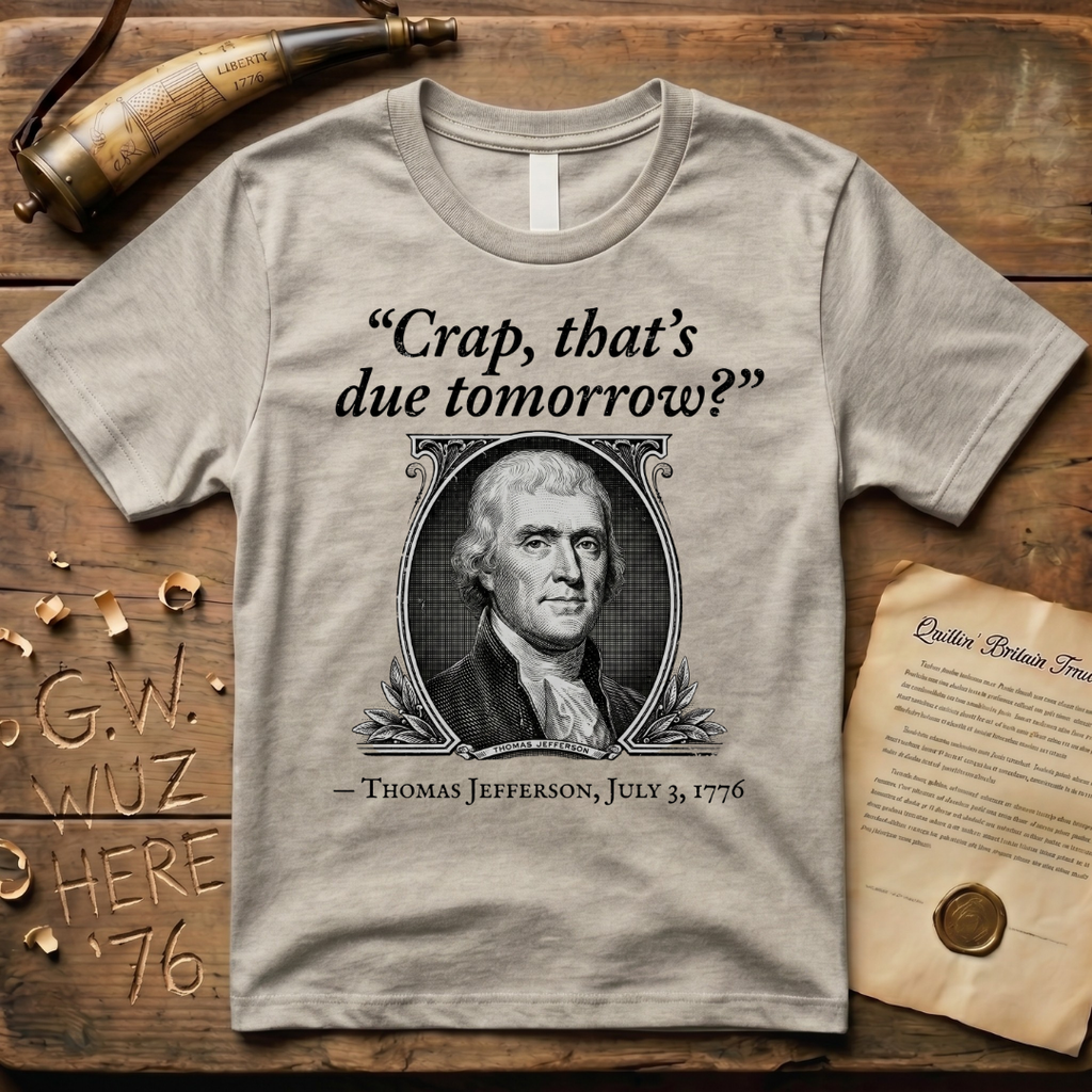 "Crap That's Due Tomorrow?" Thomas Jefferson July 3rd, 1776 T-Shirt